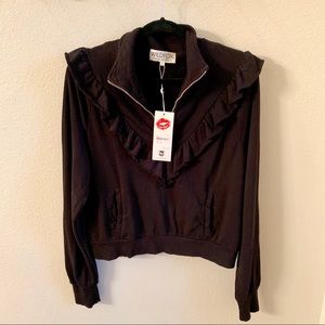 WILDFOX prima ruffle pullover sweatshirt Small